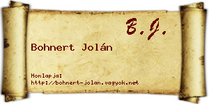 Bohnert Jolán névjegykártya